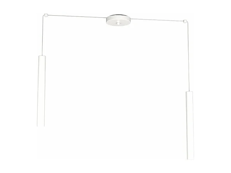 Round Tube Sospensione 2 Luci Bianco Cavo Cm.250 Con Base