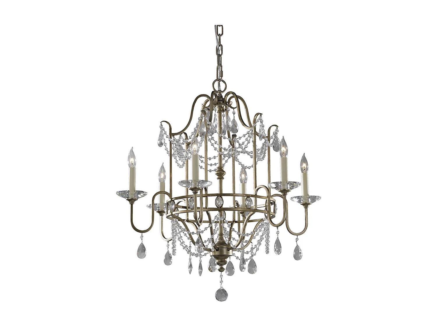 Lampadario Classico Gianna Cristallo Argento Dorato Vetro Oro 6 Luci E14