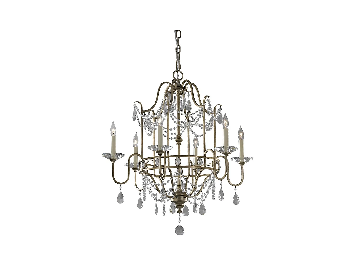 Lampadario Classico Gianna Cristallo Argento Dorato Vetro Oro 6 Luci E14