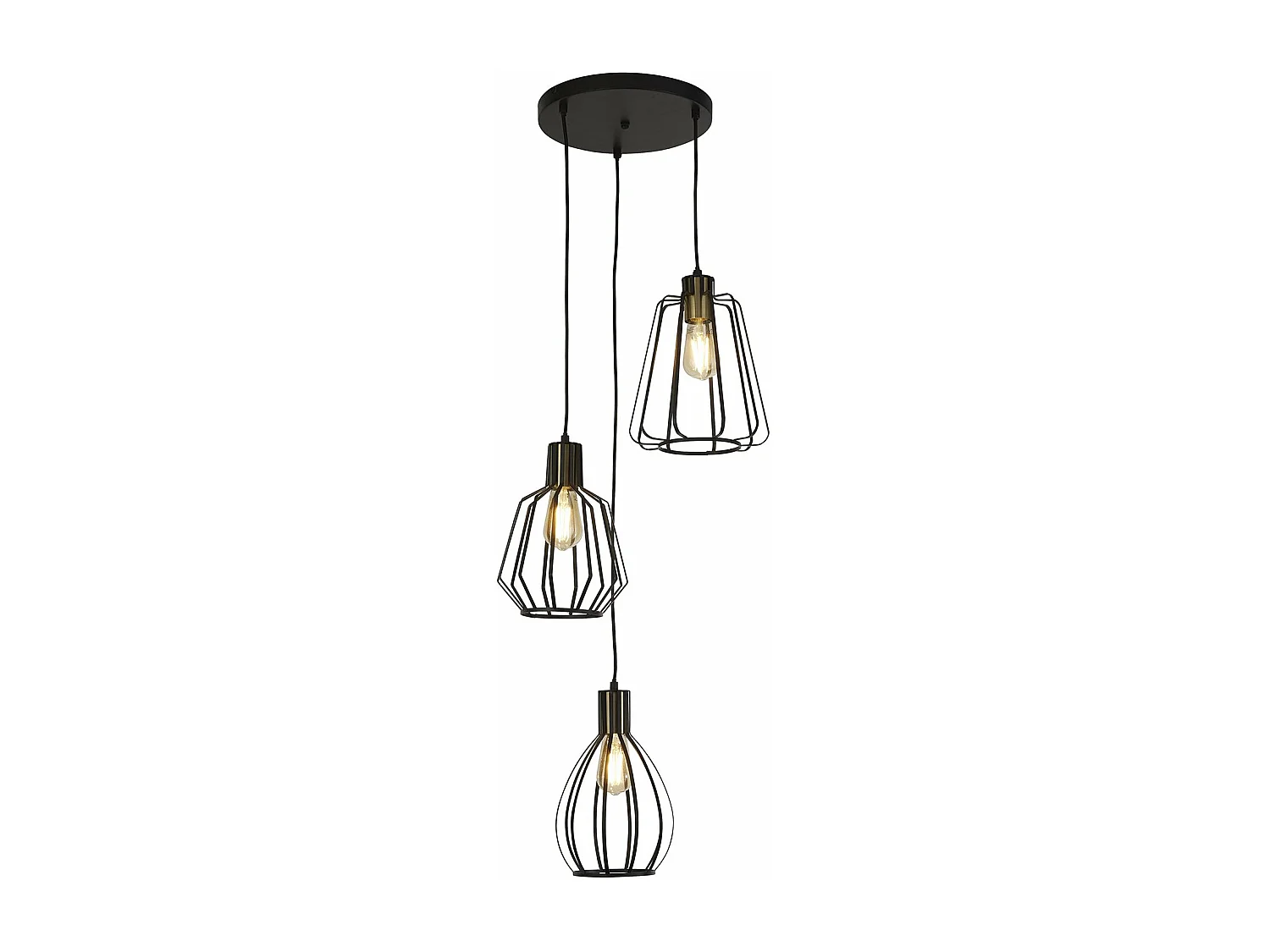 Lampadario Contemporaneo Senatore Acciaio Nero Ottone 3 Luci E27
