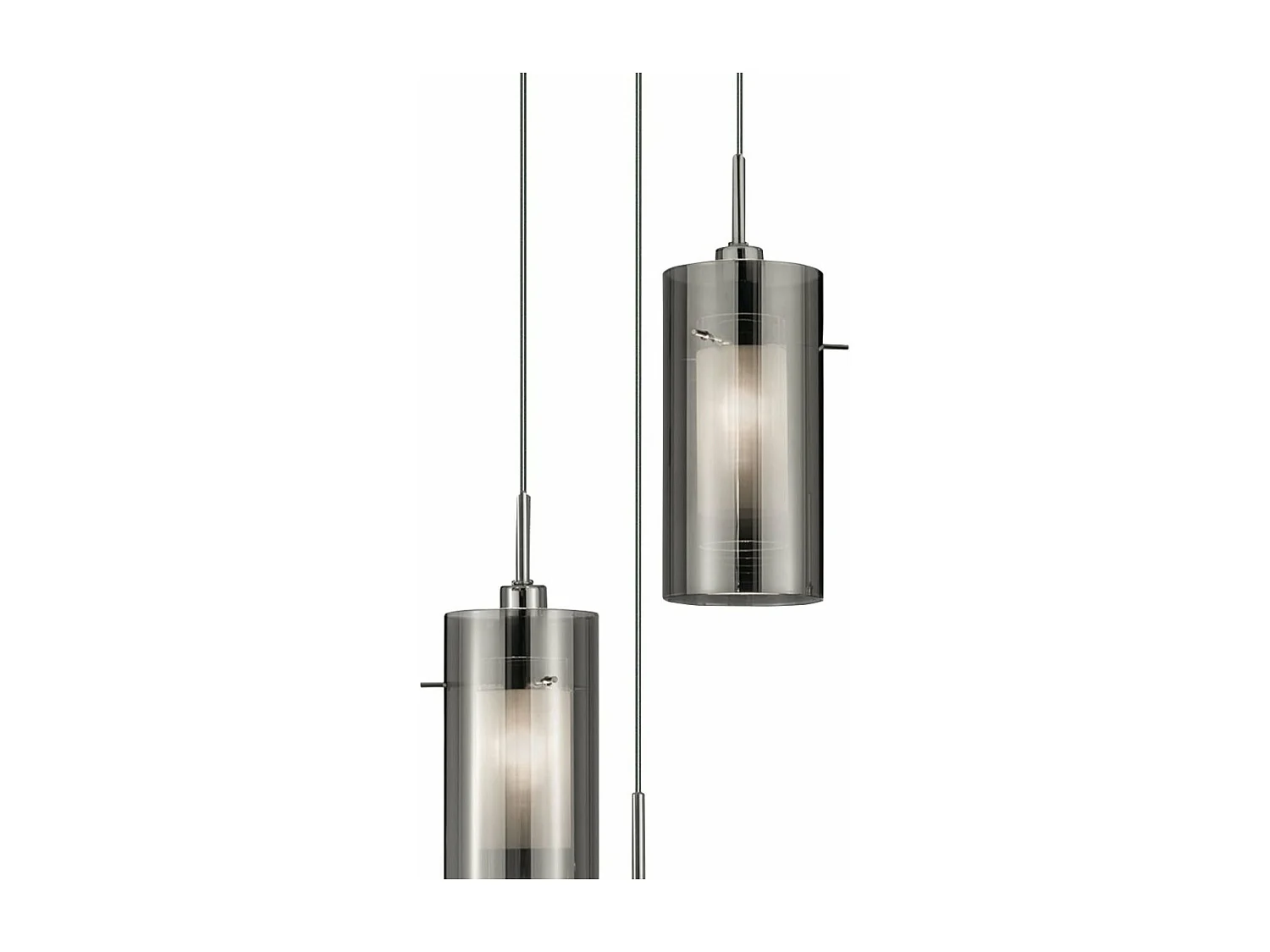 Lampadario Contemporaneo Duo 2 Acciaio Cromo Vetro Argento 3 Luci E14