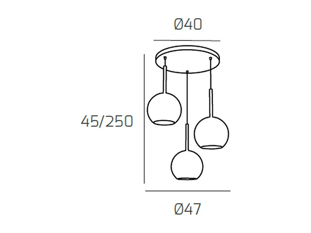Sospensione Contemp. Rosone Tondo Future Met. Cromo Vetro Rame 3 Luci E27 D47Cm