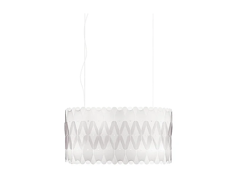 Lampadario Moderno Ovale Amanda Polilux ® Bianco E Metallo Cromo 3 Luci E27