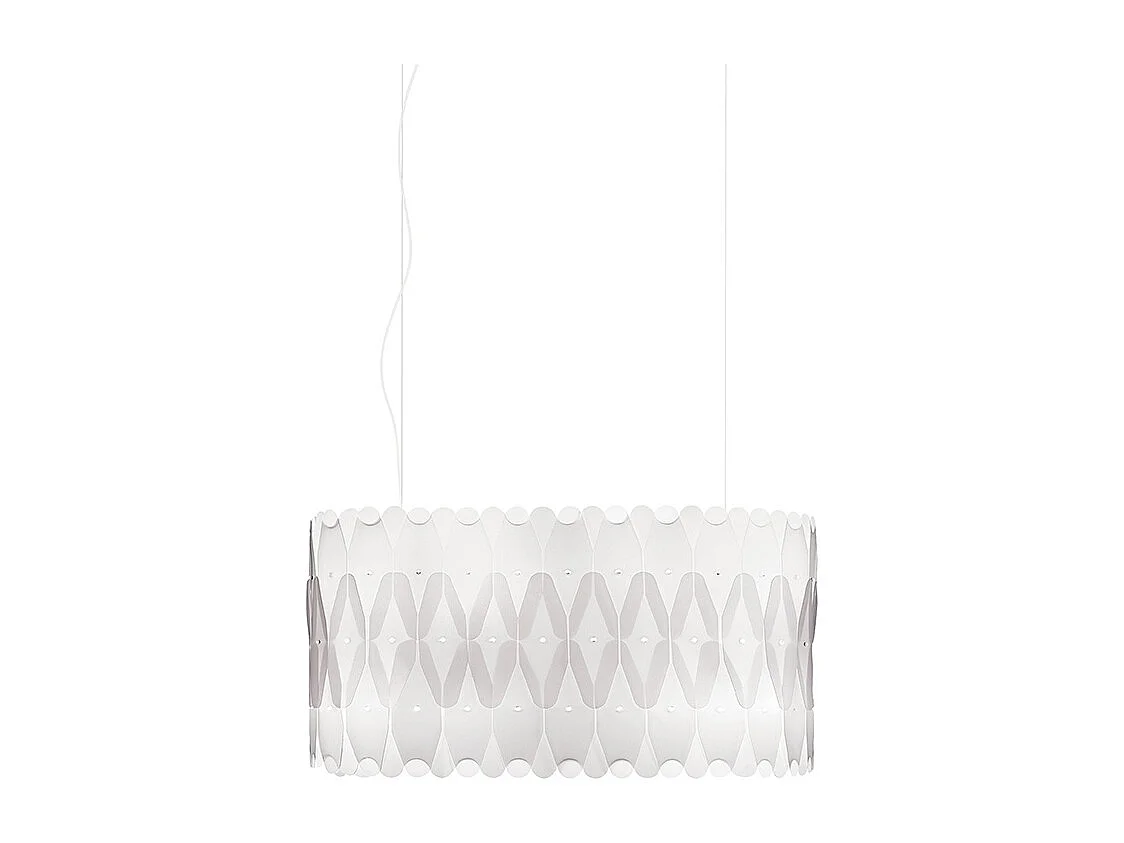 Lampadario Moderno Ovale Amanda Polilux ® Bianco E Metallo Cromo 3 Luci E27