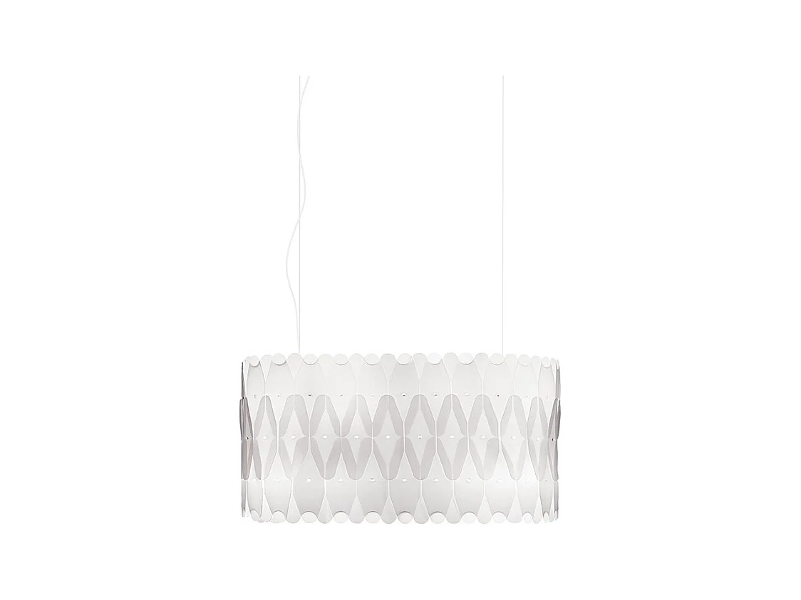Lampadario Moderno Ovale Amanda Polilux ® Bianco E Metallo Cromo 3 Luci E27
