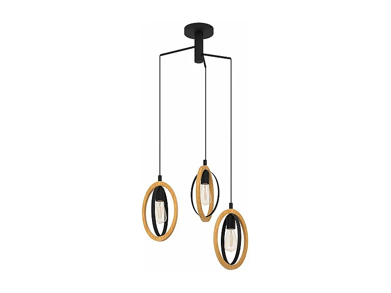 Lampadario Industrial Basildon 3 Luci Pendenti Metallo Nero E Marrone