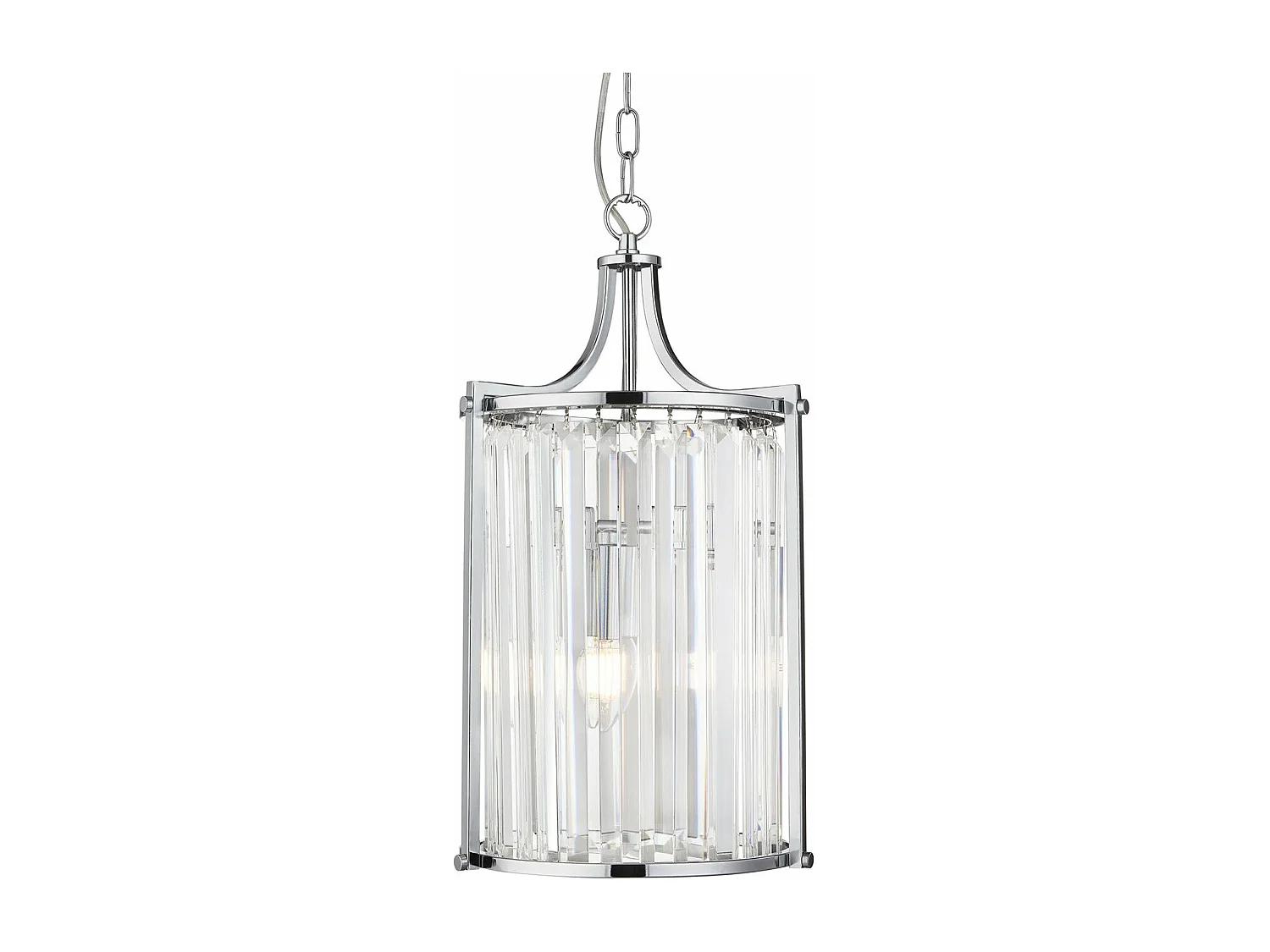 Lampadario Contemporaneo Victoria Acciaio Cromo Vetro 2 Luci E14