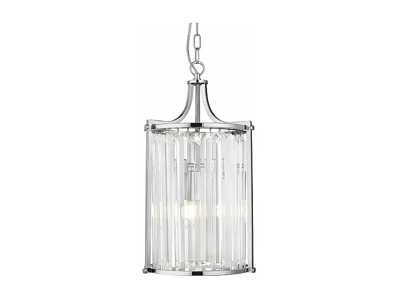 Lampadario Contemporaneo Victoria Acciaio Cromo Vetro 2 Luci E14