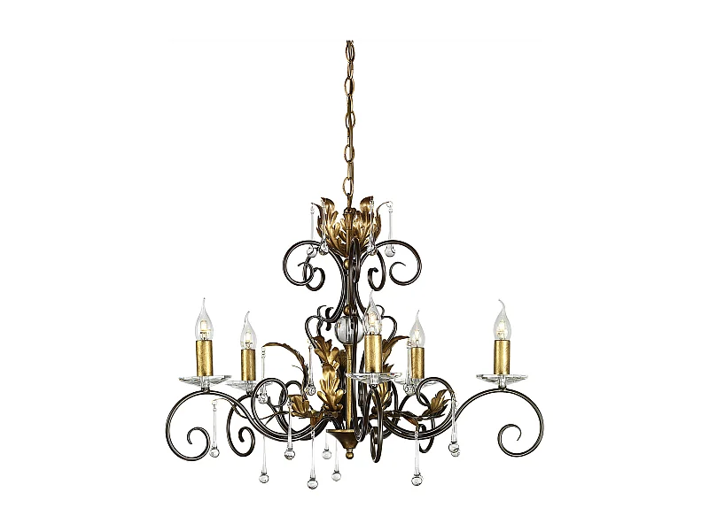 Elstead Amarilli 5 ljus ljuskrona brons, guldblommiga bladdesign, E14