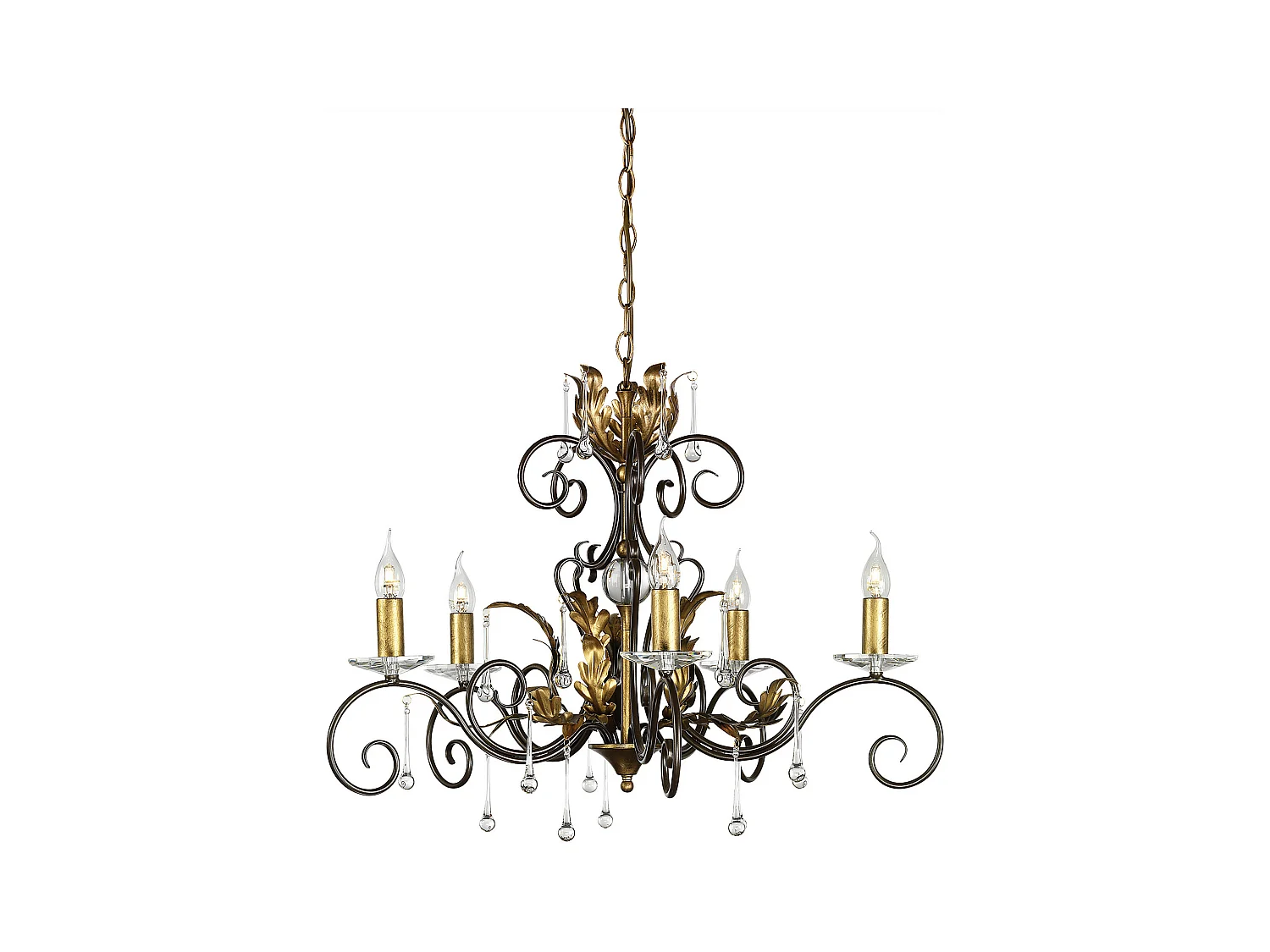 Elstead Amarilli - 5 leichte Kronleuchter Bronze, Gold Blumenblätter Design, E14