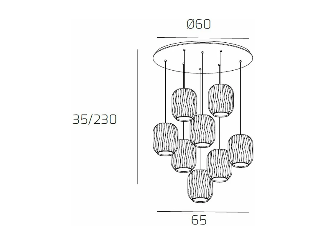 Sospensione Contemporanea Tender Metallo Ottone Satinato Vetro Trasp 8 Luci E27