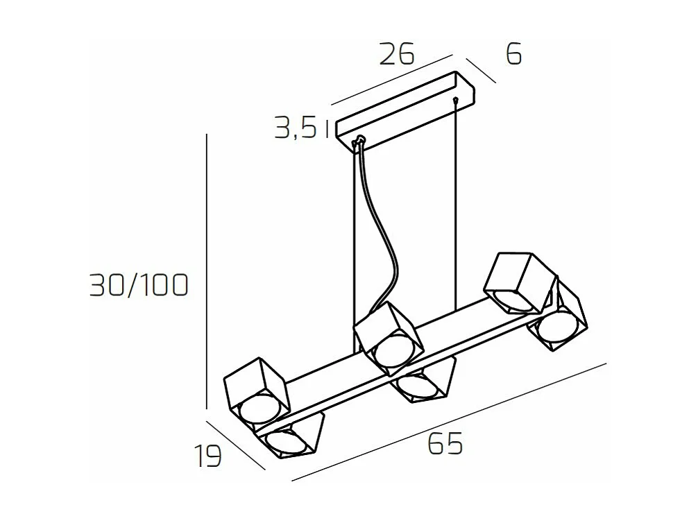 Rotation Sospensione 6 Luci Sabbia