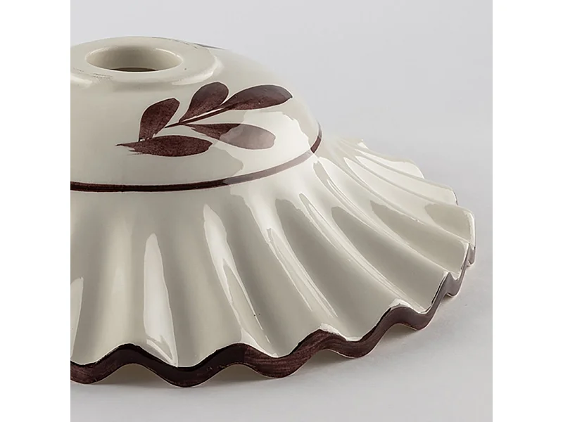 Sospensione 1 Luce Ferro Avorio e Ceramica d.30 cm Bianco Serie Palma