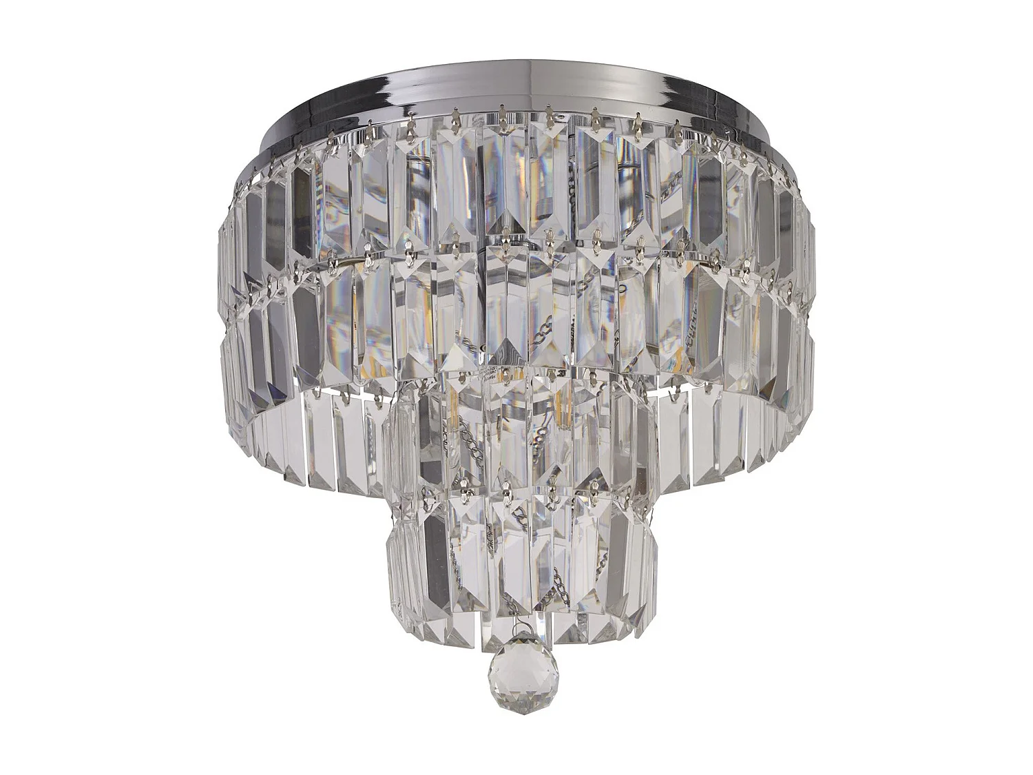 Lampadario Classico Impero Acciaio Cromo Vetro Trasparente 4 Luci E14