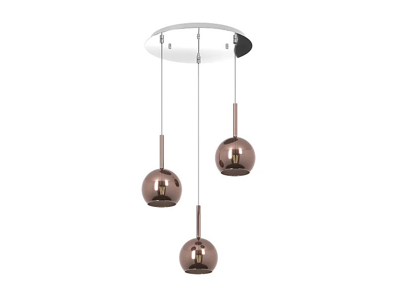 Sosp. Cromo Tonda 3 Luci Vetri Tutti Piccolo Rame
