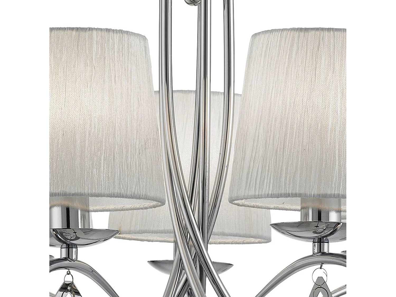 Searchlight Angelique Plafonnier à 5 ampoules à bras multiples, chrome avec abat-jour, E14