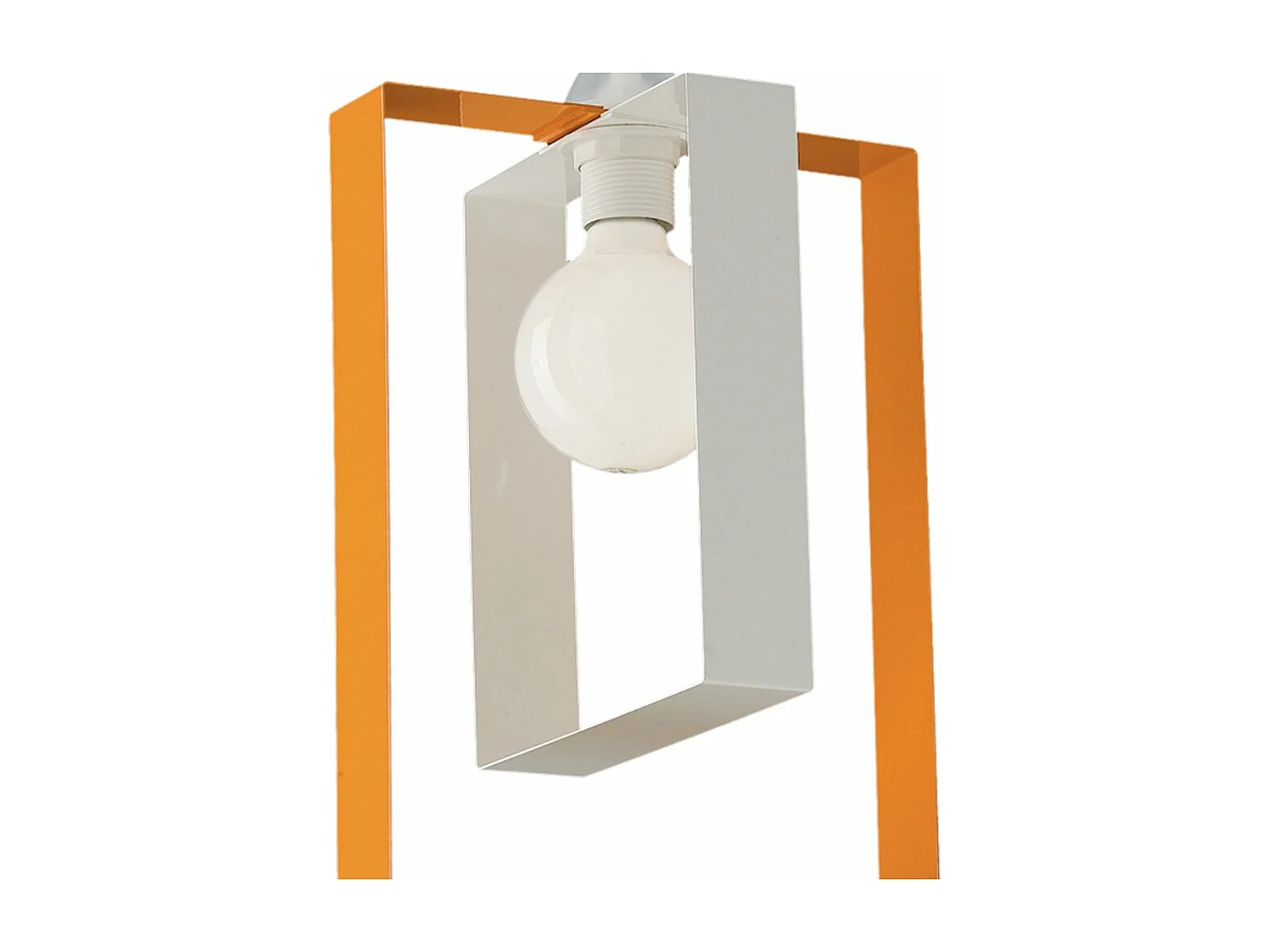 Sospensione Moderna Duplo 1 Luce Ferro Laccato Bianco E Arancio