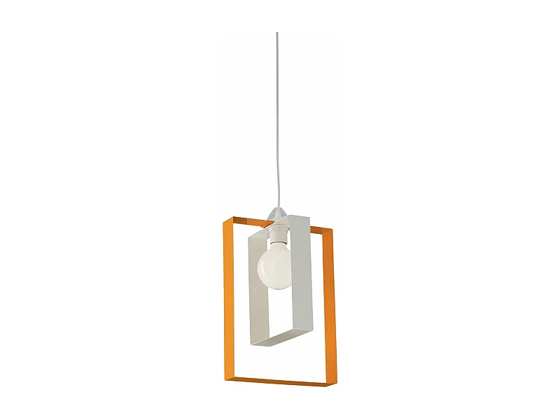 Sospensione Moderna Duplo 1 Luce Ferro Laccato Bianco E Arancio