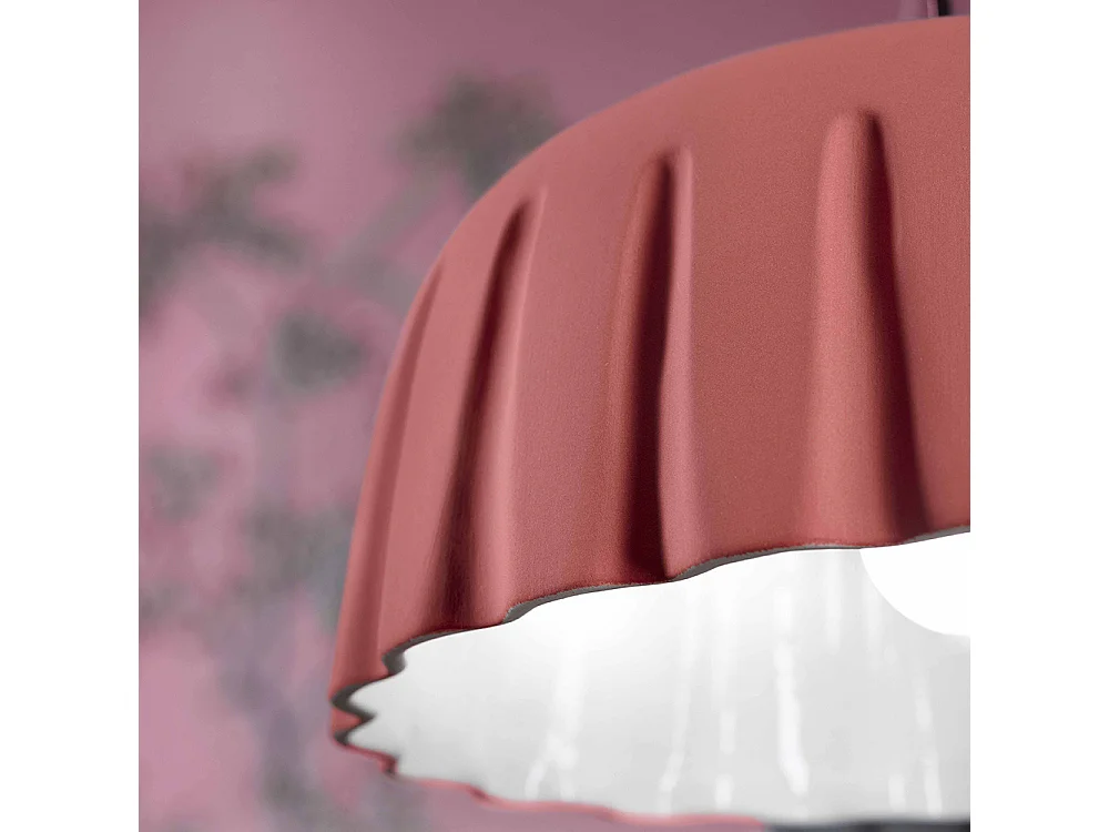 Sospensione Grande Vintage Decò Madame Gres Ceramica Rosa Corallo 1 Luce E27