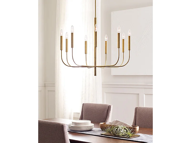 Elstead Brianna 9 ljus ljuskrona, polerad mässing, E14