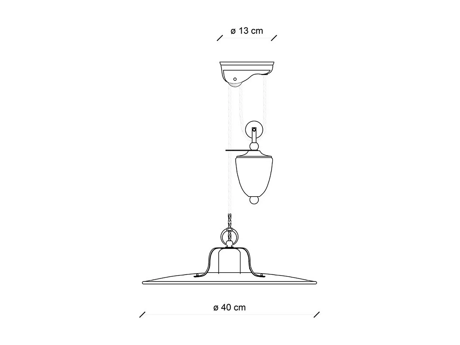 Lampadario Vintage Grunge Saliscendi Ferro E Ceramica Craquele' 1 Luce E27