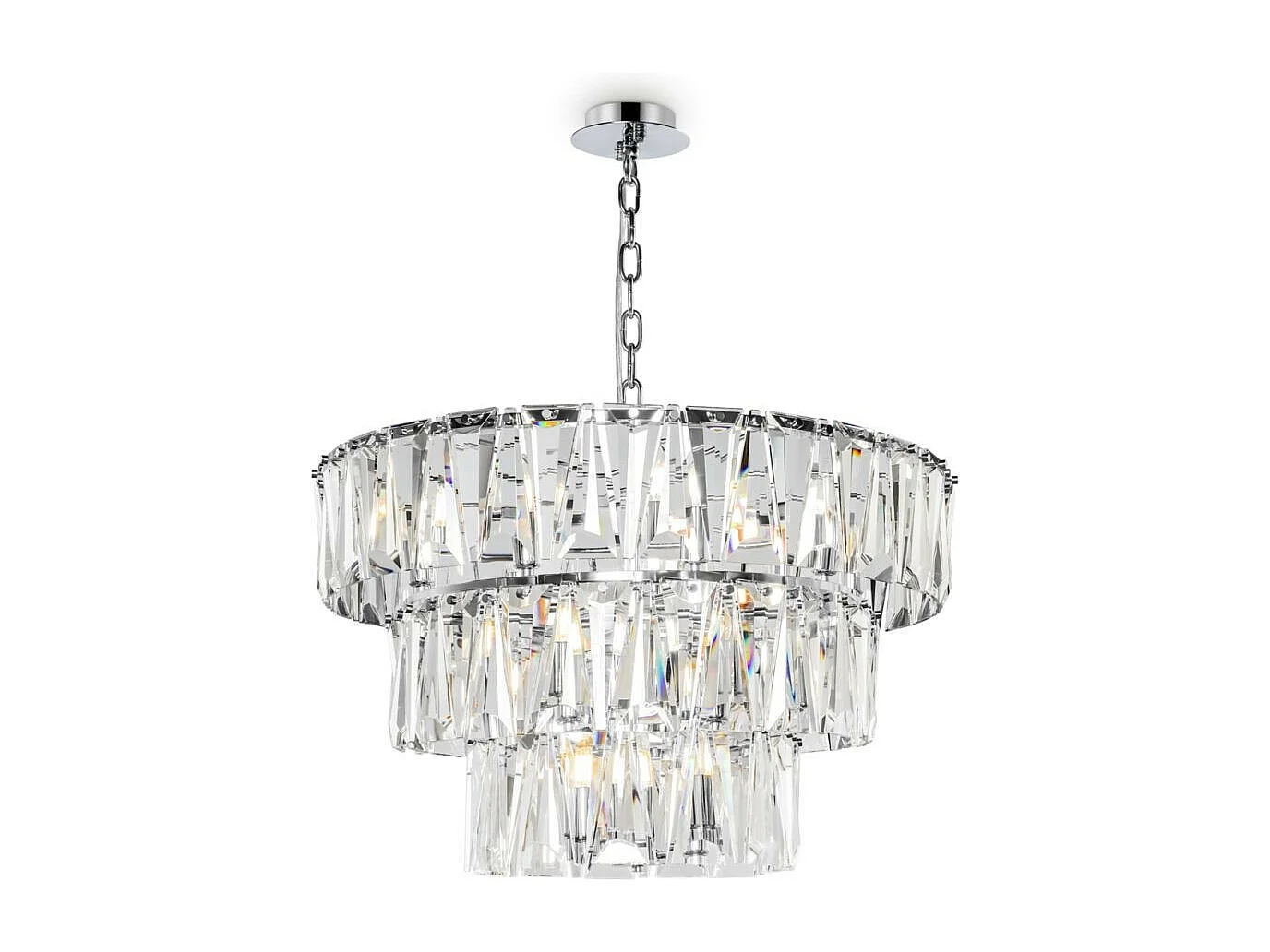 Maytoni Puntes Moderna lámpara de techo colgante cromada Puntes de 3 niveles y 18 luces