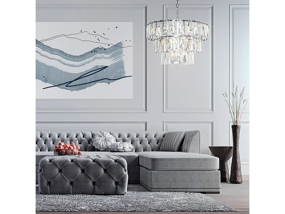 Maytoni Puntes Moderna lámpara de techo colgante cromada Puntes de 3 niveles y 18 luces