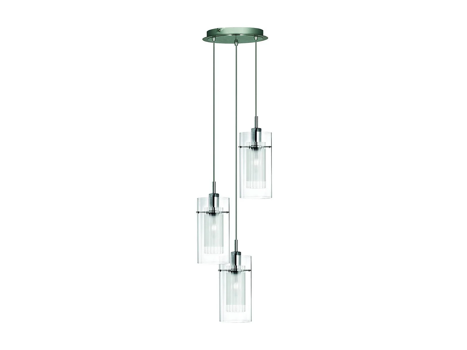 Searchlicht Duo 1 - 3 Licht Cluster Anhänger Chrom, Glas, E14