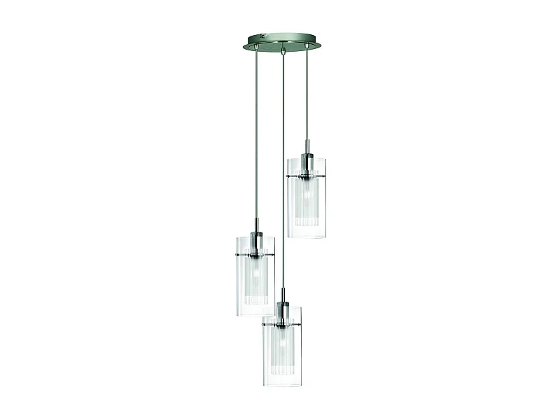 Searchlight Duo 1 - Lampada a sospensione a grappolo con 3 luci cromo, vetro, attacco E14