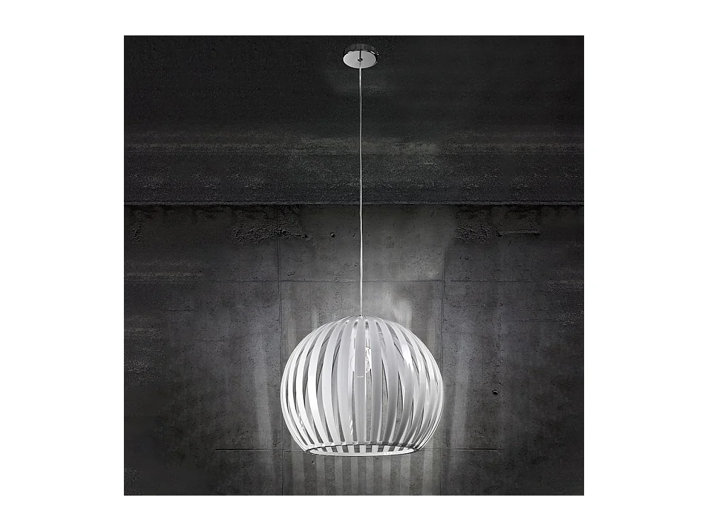 Lampadario In Metallo Contemporaneo Slice Cromo Bianco 1 Luce E27 Grande