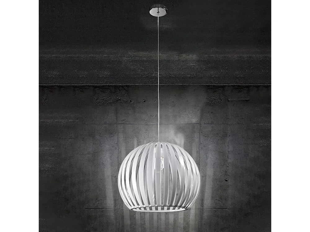 Lampadario In Metallo Contemporaneo Slice Cromo Bianco 1 Luce E27 Grande