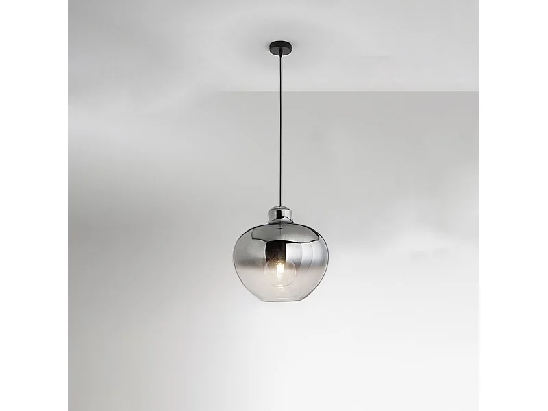 Sospensione Contemporanea Bowl Metallo Cromo Vetro Fumè 1 Luce E27