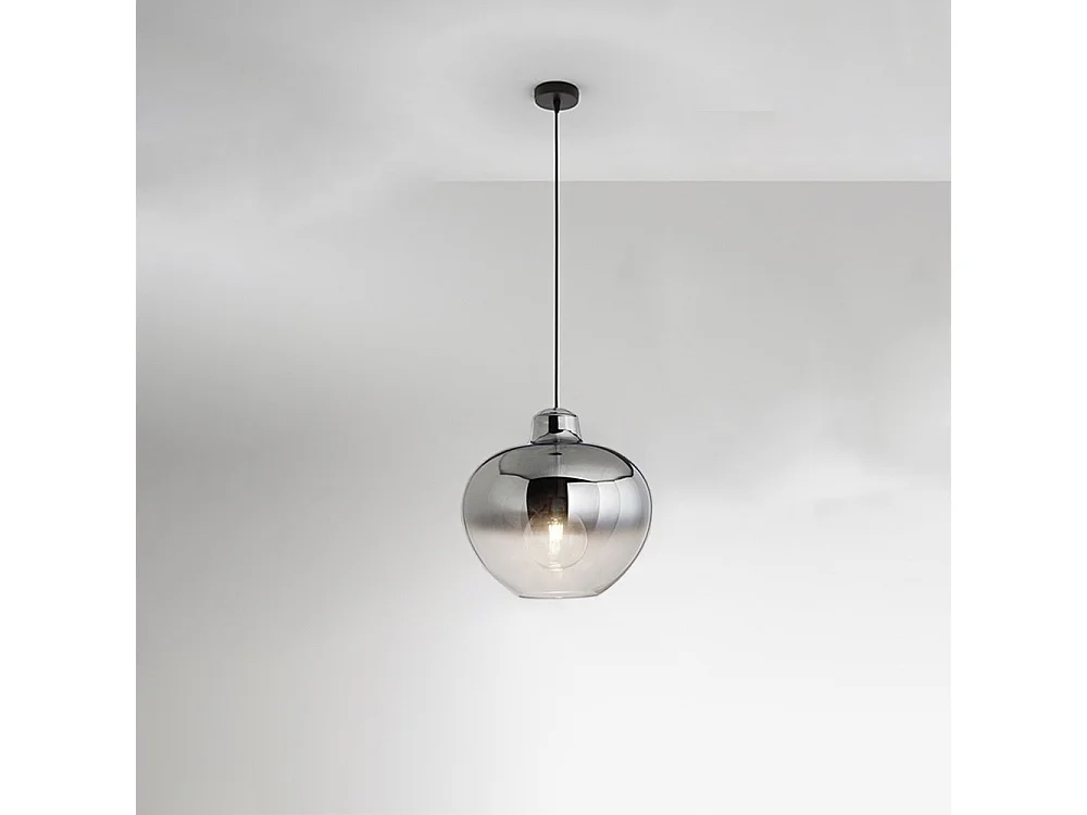 Sospensione Contemporanea Bowl Metallo Cromo Vetro Fumè 1 Luce E27