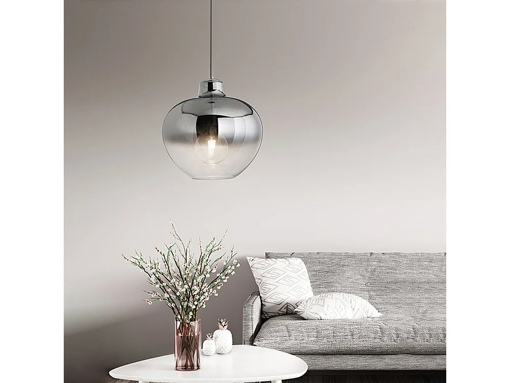 Sospensione Contemporanea Bowl Metallo Cromo Vetro Fumè 1 Luce E27