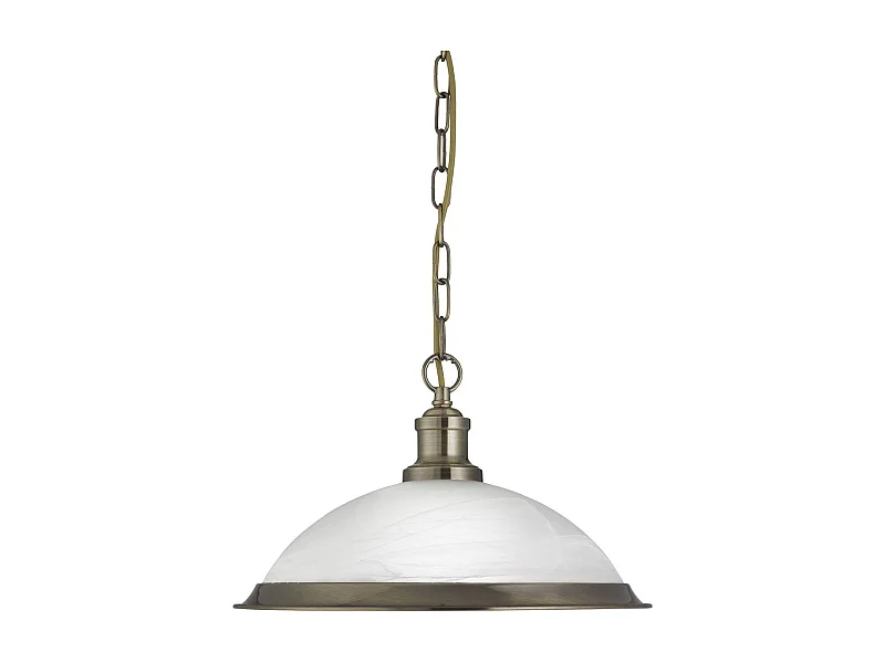 Searchlicht Bistro - 1 licht Dome Deckenanhänger Antik Messing, saures Glas, E27