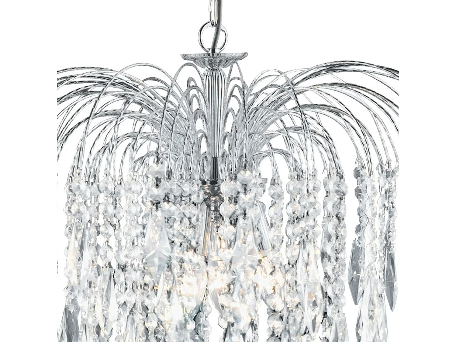 Searchlight Waterfall - Lampadario a 5 luci in cristallo con finitura cromata, attacco E14