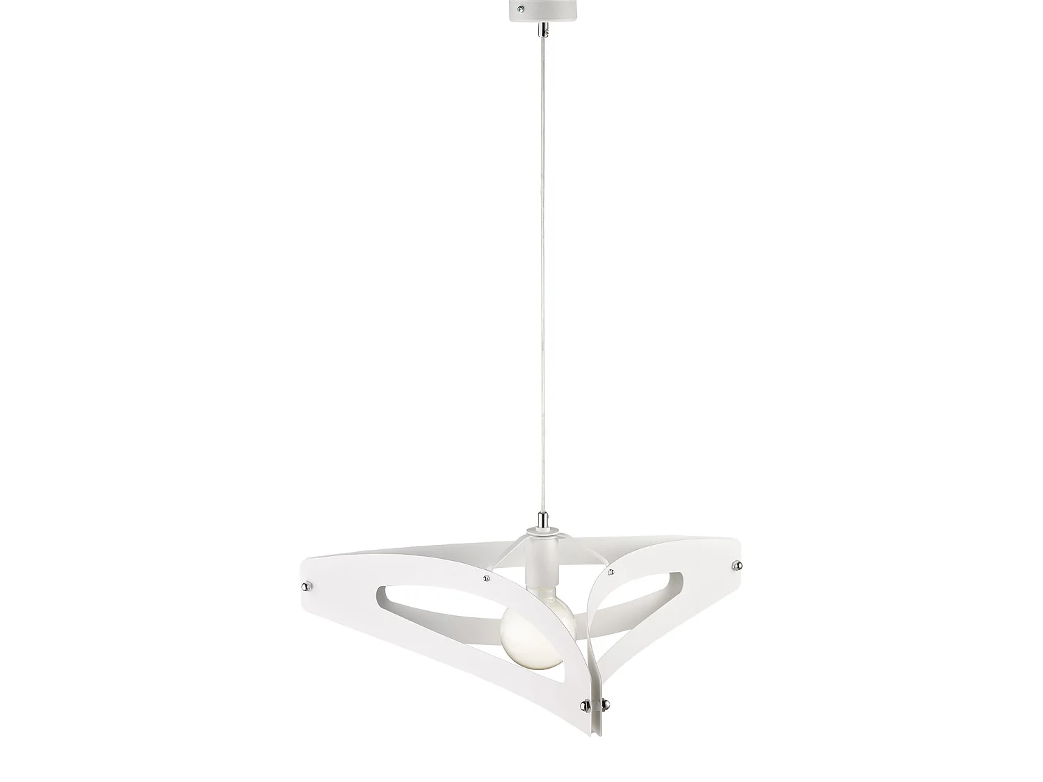Suspensão Onyx com difusor cortado a laser em ferro lacado branco e acabamentos cromados polidos com cabo elétrico ajustável 1 luz 120 Ø51