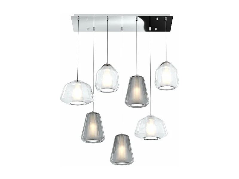 Sospensione Cromo 7 Luci Rettangolare Vetri (Alpha 2X Tr) (Beta 2X Tr) (Gamma 3X Fu)