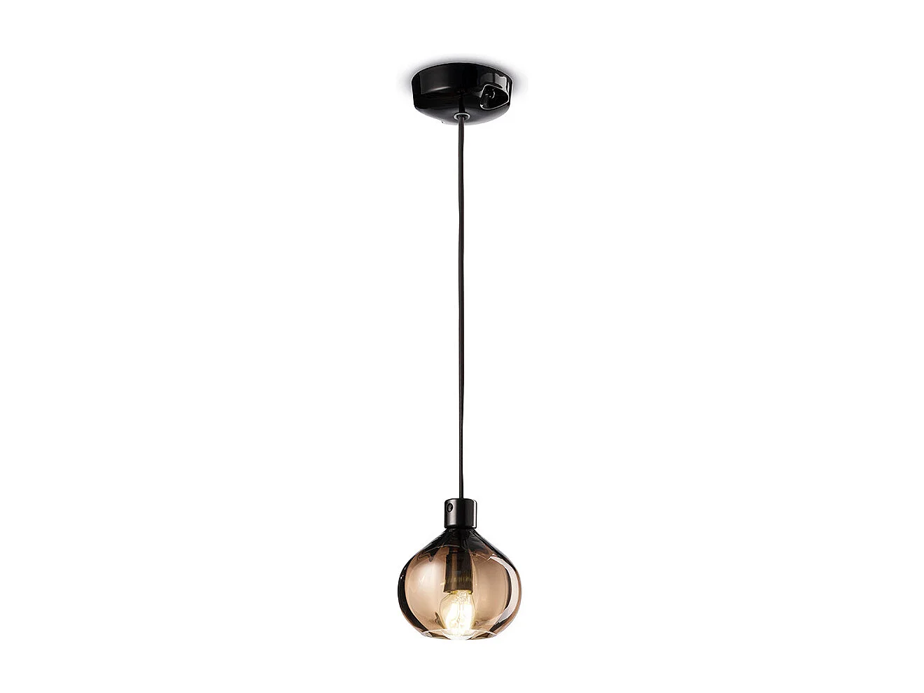 Lampadario Vintage Decò Afoxe' Alluminio Ceramica Vetro Bronzo 1 Luce E14