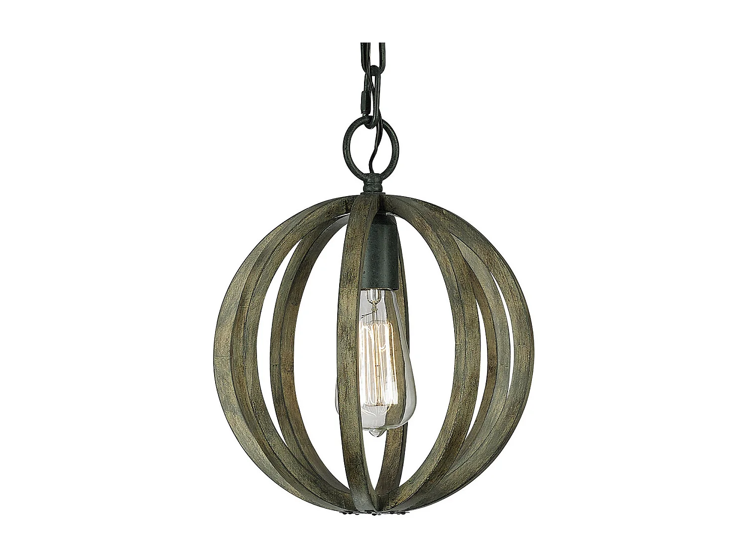Elstead Allier - 1 licht Spherical Cage Ceiling Mini Anhänger Dark Wood, Antik Eisen, E27