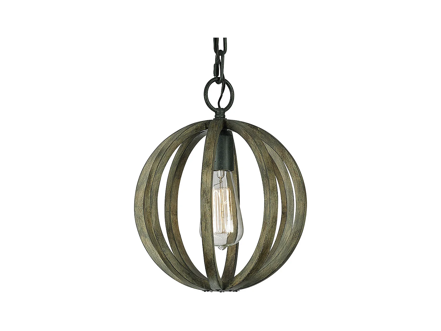 Elstead Allier Mini suspension au plafond sphérique à 1 lumière, bois foncé, fer antique, E27