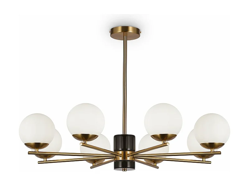 Lampadario A Sospensione Moderno Marble Metallo Ottone Vetro 8 Luci E27 60W