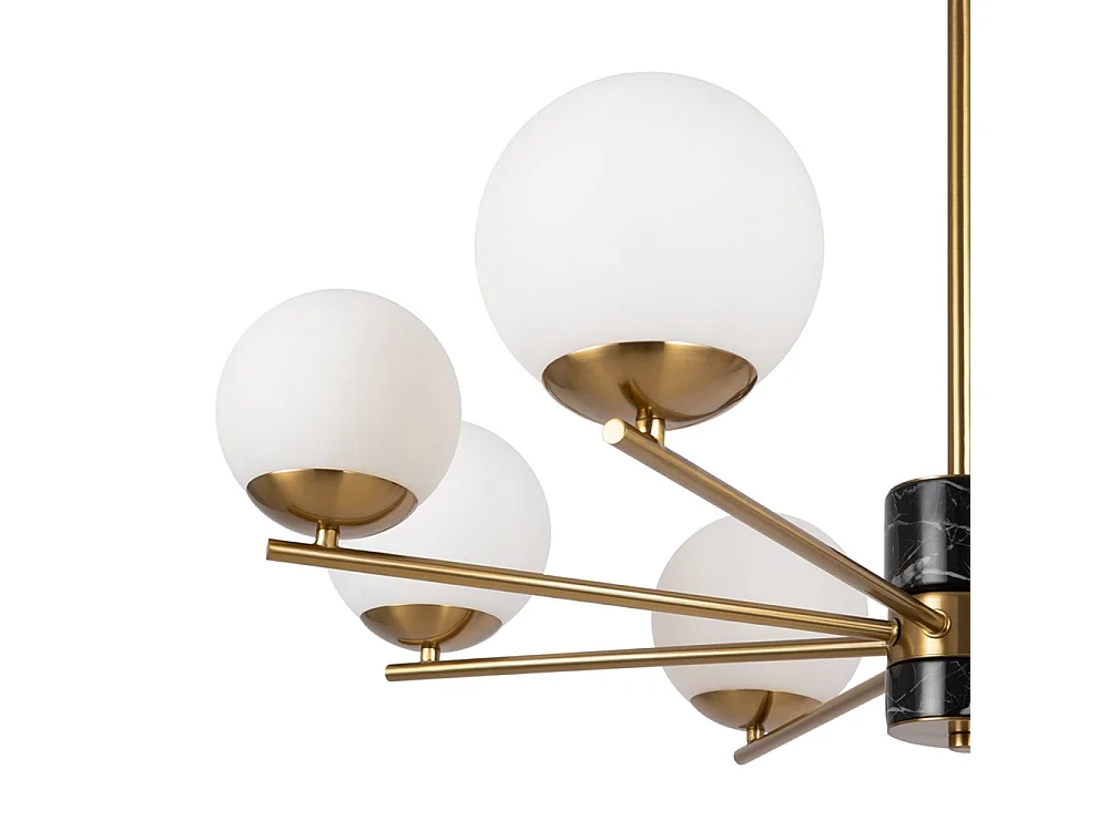 Lampadario A Sospensione Moderno Marble Metallo Ottone Vetro 8 Luci E27 60W