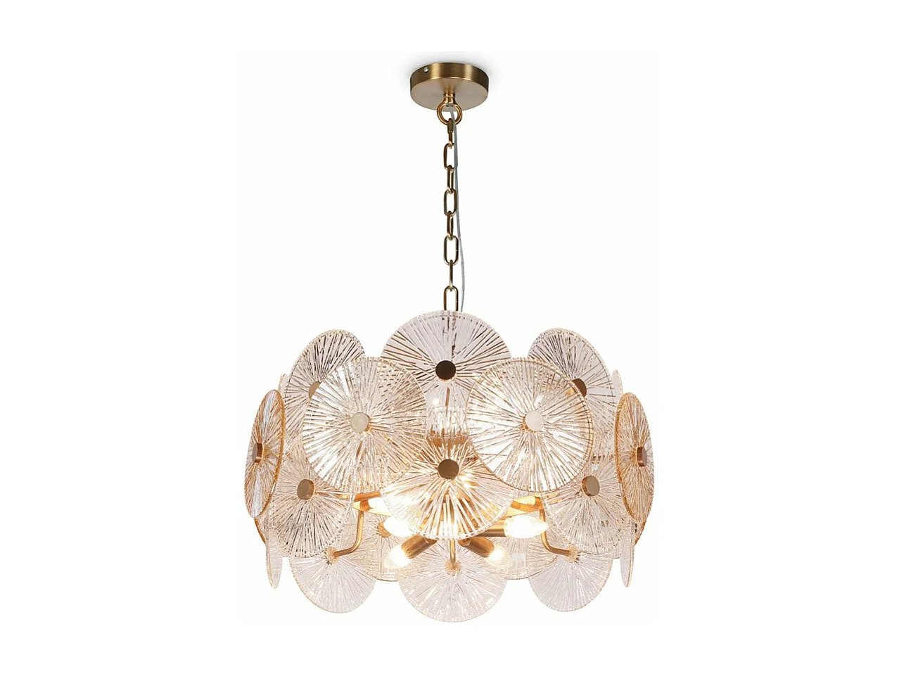 Lampadario Contemporaneo Aster Metallo Oro 8 Luci Con Diffusore In Vetro