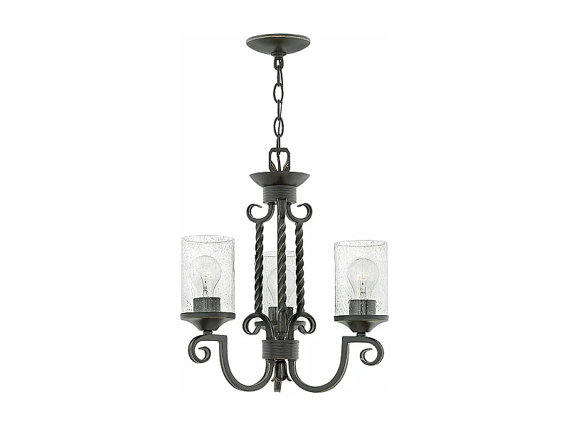 Lampadario Industrial Nordico Casa Alluminio Nero Antico Vetro 3 Luci E27