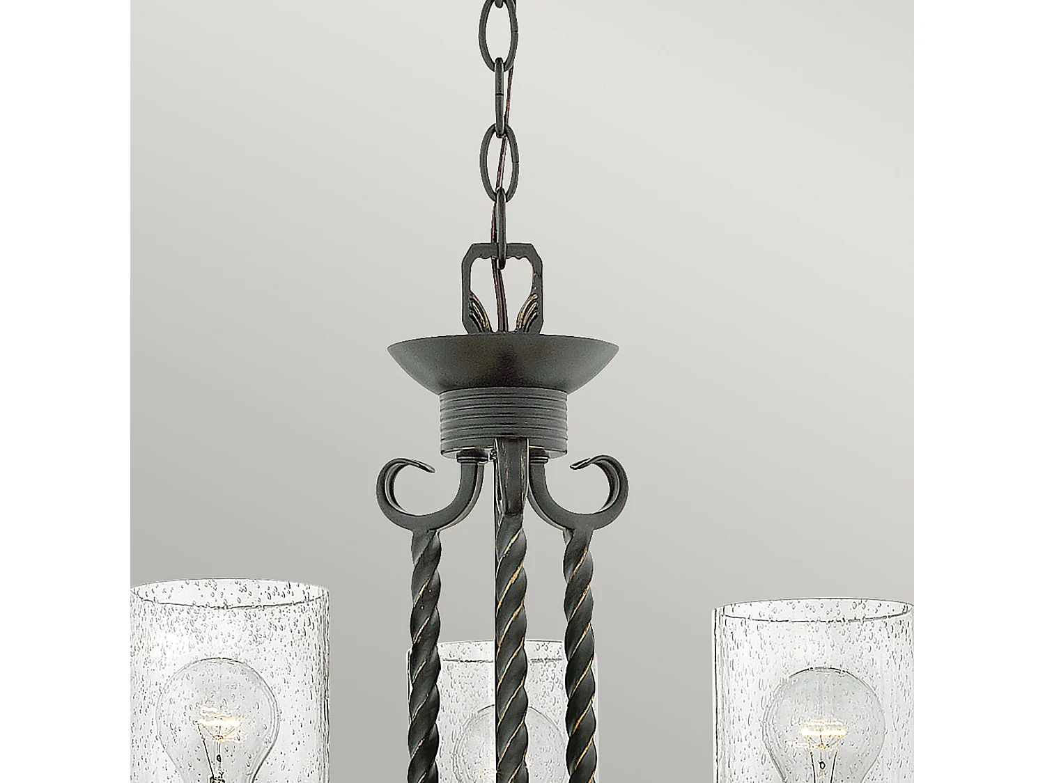 Lampadario Industrial Nordico Casa Alluminio Nero Antico Vetro 3 Luci E27