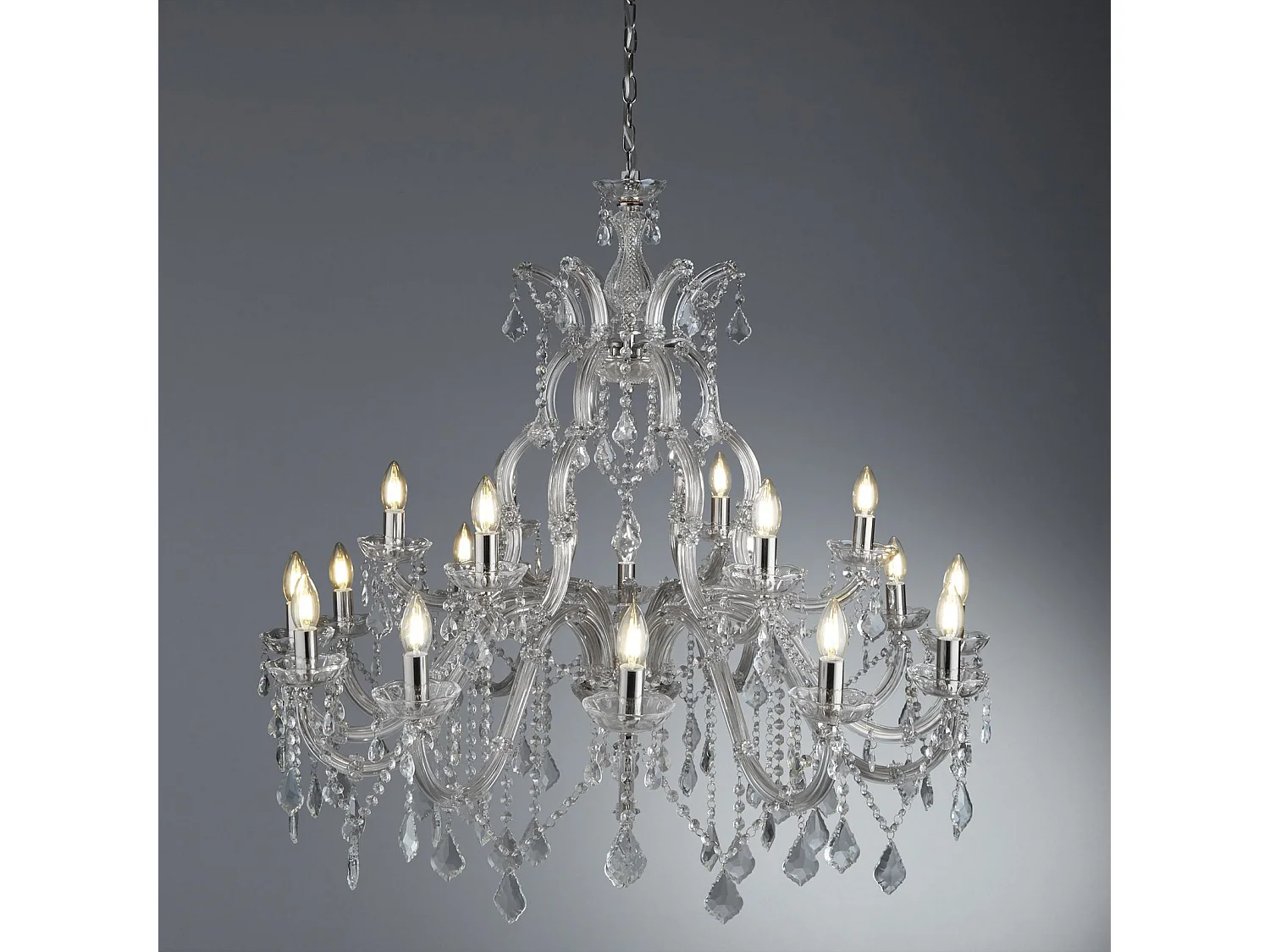 Searchlicht Marie Therese - 18 licht Crystal Kronleuchter Chrome Finish, E14
