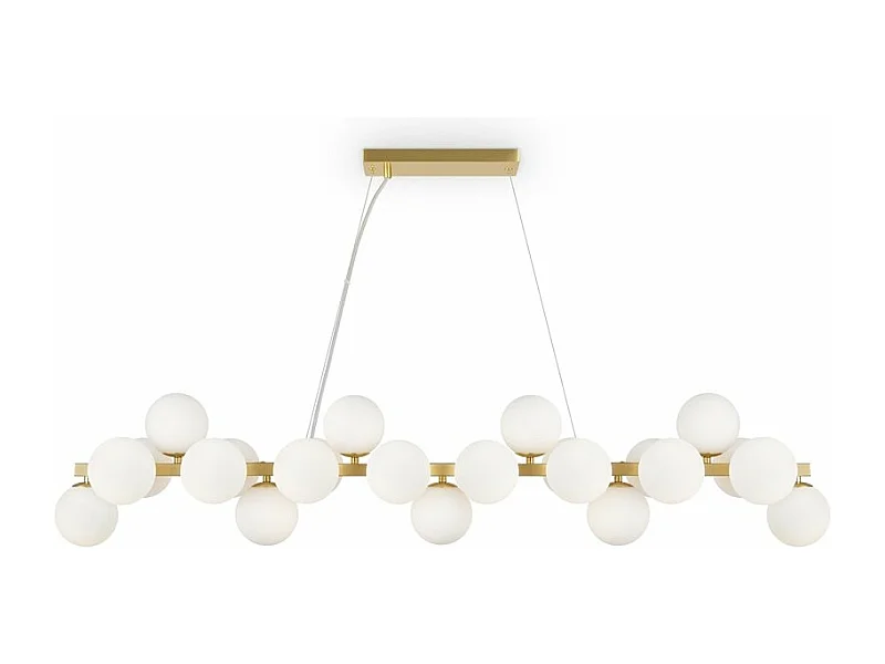 Lampadario Contemporaneo Dallas Metallo Oro E Bianco 25 Luci Diffusori Vetro