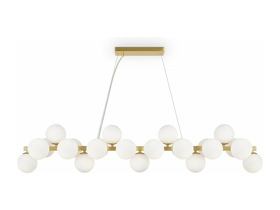 Lampadario Contemporaneo Dallas Metallo Oro E Bianco 25 Luci Diffusori Vetro