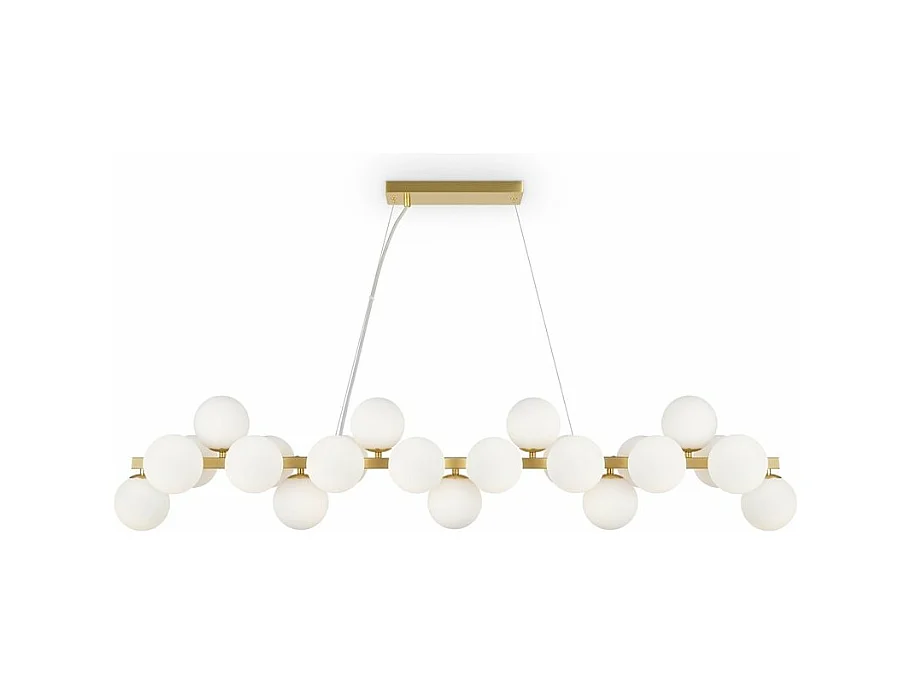 Lampadario Contemporaneo Dallas Metallo Oro E Bianco 25 Luci Diffusori Vetro